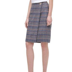 Calvin Klein Brown Navy Beige Pencil Skirt